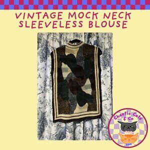Vintage Mock Neck Sleeveless Blouse